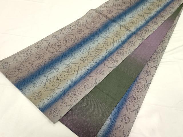 平和屋着物●両面 全通柄袋帯 幾何学文 正絹 逸品 未使用 CABC4784dy