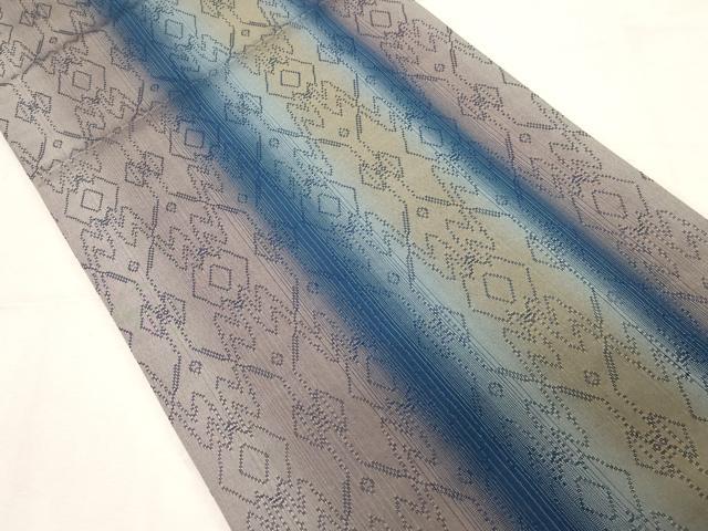 平和屋着物●両面 全通柄袋帯 幾何学文 正絹 逸品 未使用 CABC4784dy