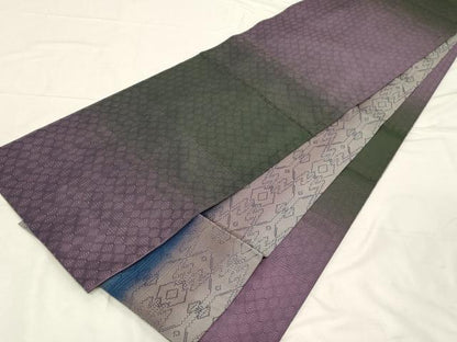 平和屋着物●両面 全通柄袋帯 幾何学文 正絹 逸品 未使用 CABC4784dy
