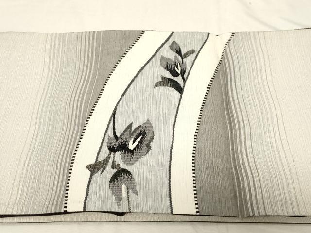 平和屋着物●両面 太鼓柄袋帯 横段花文 金糸 正絹 逸品 CABC4788dy