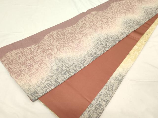 平和屋着物●両方向 全通柄袋帯 格子舞桜文 金通し地 正絹 逸品 CABC4789dy
