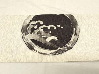 平和屋着物●九寸名古屋帯 作家物 立波兎丸文 正絹 逸品 CABC4792dy