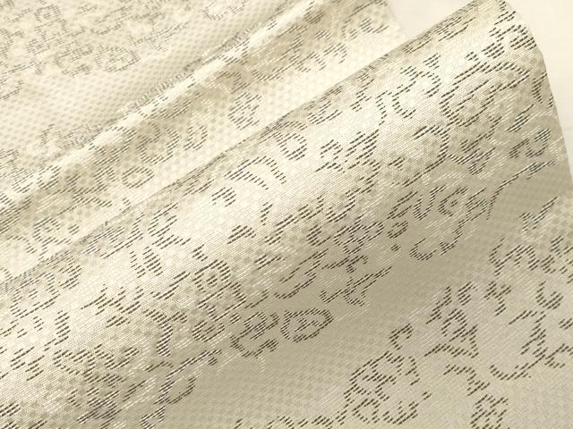 平和屋着物●本場筑前博多織　九寸名古屋帯　横段草花文　正絹　逸品　未使用　CABC4793dy
