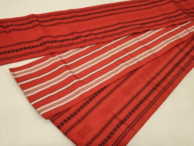 平和屋着物◎本場筑前博多織 両面 半幅帯 献上 正絹 逸品 CABC4804in
