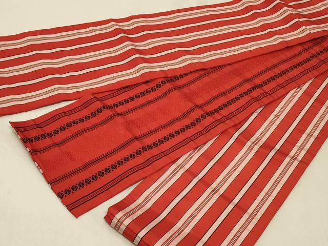 平和屋着物◎本場筑前博多織 両面 半幅帯 献上 正絹 逸品 CABC4804in