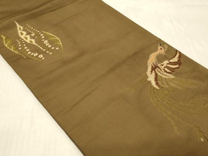 平和屋着物◎両面　太鼓柄　京袋帯　鳳凰花文　金糸　正絹　逸品　CABC4821in
