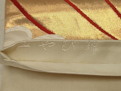 平和屋着物◎六通柄袋帯　唐織　みやび錦　螺子菊文　金糸　正絹　逸品　CABC4828in