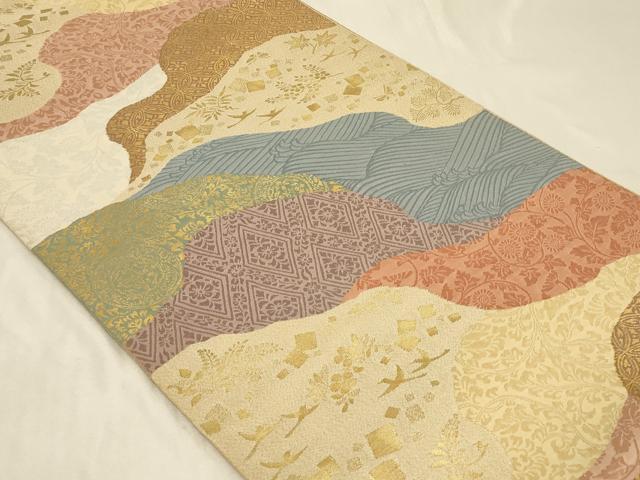 平和屋着物◎六通柄袋帯　綴れ　道長吉祥花文　金銀糸　正絹　逸品　CABC4848in