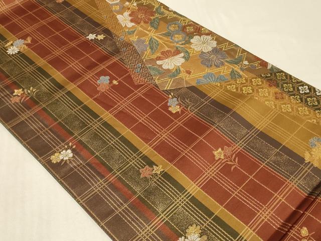 平和屋着物◎六通柄袋帯　唐織　舞花文　金糸　正絹　逸品　CABC4852in