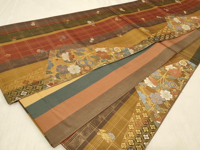 平和屋着物◎六通柄袋帯　唐織　舞花文　金糸　正絹　逸品　CABC4852in