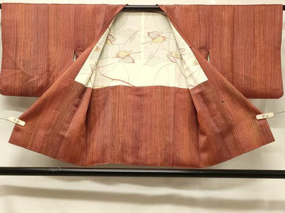 平和屋着物＃道行コート　縞　正絹　逸品　CABC4914in