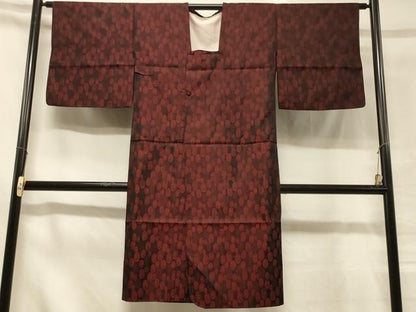 平和屋着物＃道行コート 幾何学文様 ロング丈 正絹 逸品 CABC4921in