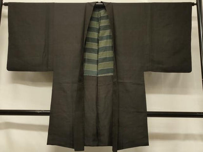 平和屋着物＃男性　長羽織　格子柄　正絹　逸品　CABC4925in