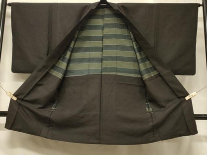 平和屋着物＃男性　長羽織　格子柄　正絹　逸品　CABC4925in