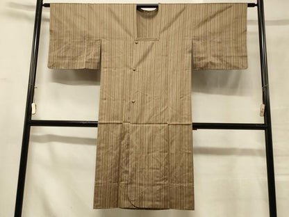 平和屋着物＃道行コート　単衣　縞　ロング丈　正絹　逸品　CABC4928in
