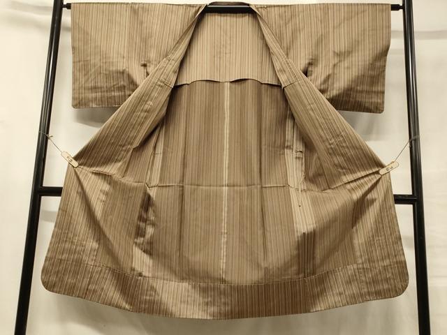 平和屋着物＃道行コート　単衣　縞　ロング丈　正絹　逸品　CABC4928in