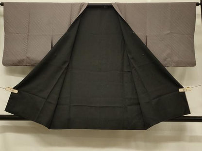 平和屋着物＃道行コート　リバーシブル　斜線文　暈し染め　黒地　正絹　逸品　CABC4939in