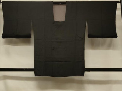 平和屋着物＃道行コート　リバーシブル　斜線文　暈し染め　黒地　正絹　逸品　CABC4939in