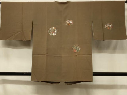 平和屋着物＃中国三大刺繍　スワトウ刺繍　道行コート　絵巻花丸文　金銀糸　正絹　逸品　CABC4957in