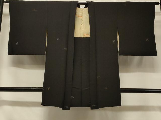 平和屋着物＃羽織　寿光織　飛鳥文　黒地　金糸　正絹　逸品　CABC5039in