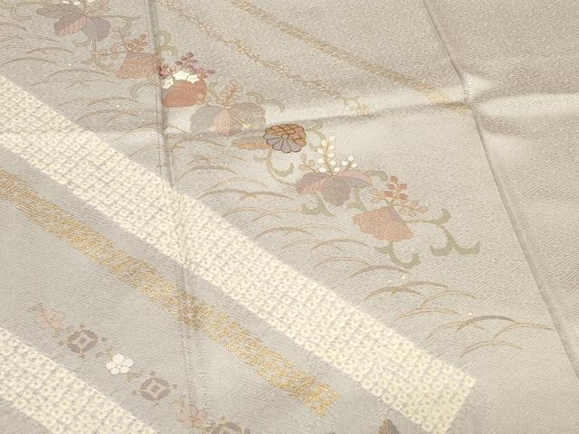 平和屋着物●訪問着　総絞り　駒刺繍　流水草花文　黒地　金彩　正絹　逸品　DABC2680ud 平和屋着物○豪華振袖 総絞り 駒刺繍 草花丸文 黒地 金彩 正絹 逸品