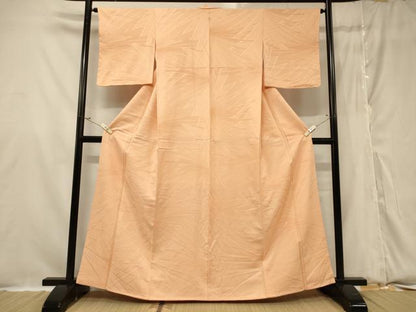 平和屋着物■上質な色無地 幾何学地紋 赤香色 正絹 逸品 未使用 CABC5096in