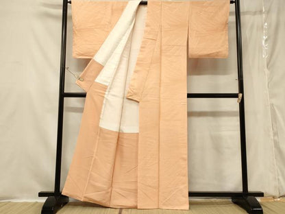 平和屋着物■上質な色無地 幾何学地紋 赤香色 正絹 逸品 未使用 CABC5096in