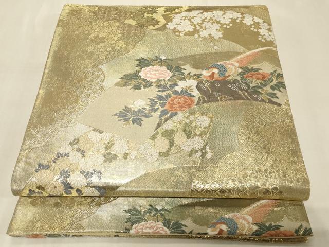 平和屋着物◎六通柄袋帯　唐織　地紙花鳥文　金糸　引箔　正絹　逸品　CABC5108in