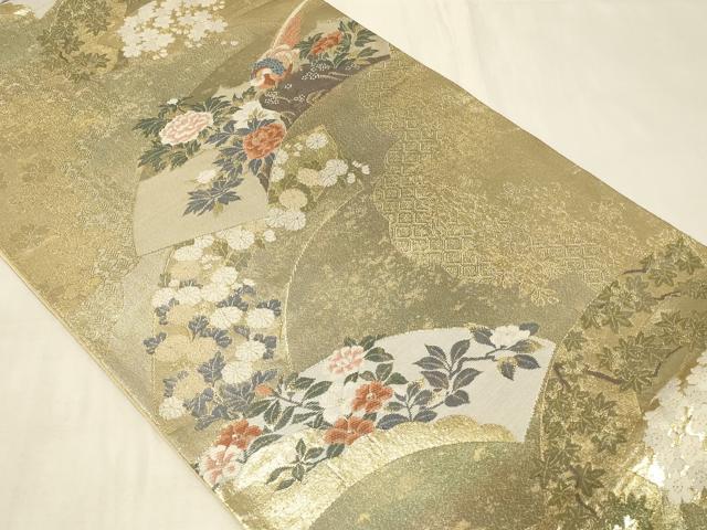 平和屋着物◎六通柄袋帯　唐織　地紙花鳥文　金糸　引箔　正絹　逸品　CABC5108in