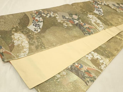 平和屋着物◎六通柄袋帯　唐織　地紙花鳥文　金糸　引箔　正絹　逸品　CABC5108in