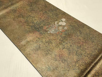 平和屋着物◎太鼓柄袋帯　唐織　花籠文　引箔　正絹　逸品　CABC5112in