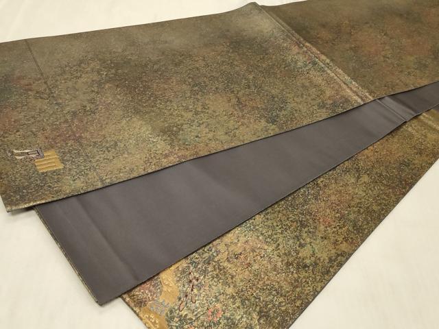 平和屋着物◎太鼓柄袋帯　唐織　花籠文　引箔　正絹　逸品　CABC5112in