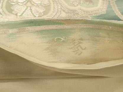 平和屋着物◎六通柄袋帯　正倉院花唐草文　銀糸　正絹　逸品　CABC5123in