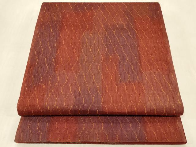 平和屋着物◎両面　全通柄袋帯　ふくれ織　菱文　献上　正絹　逸品　CABC5126in