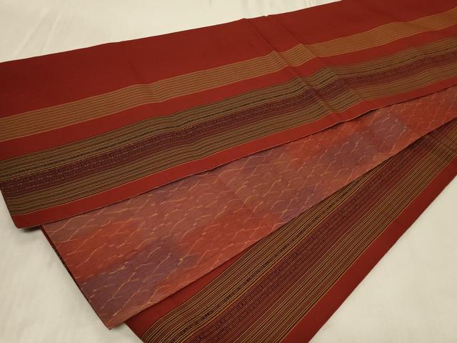 平和屋着物◎両面　全通柄袋帯　ふくれ織　菱文　献上　正絹　逸品　CABC5126in