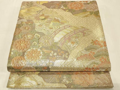 平和屋着物◎佐賀錦　六通柄袋帯　九百錦　花乃舞　金糸　正絹　逸品　CABC5135in