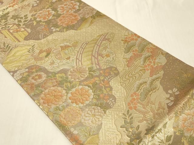 平和屋着物◎佐賀錦　六通柄袋帯　九百錦　花乃舞　金糸　正絹　逸品　CABC5135in