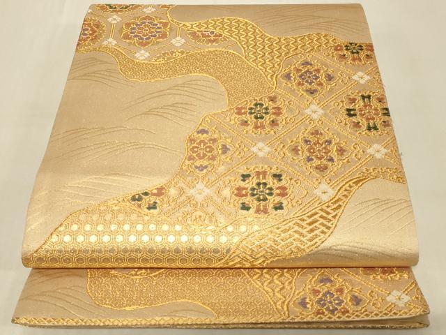 平和屋着物◎六通柄袋帯　道長正倉院花文　金糸　正絹　逸品　CABC5138in