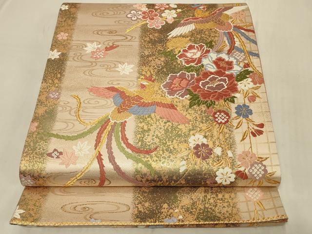 平和屋着物◎六通柄袋帯　唐織　鳳凰草花文　金糸　引箔　正絹　逸品　CABC5141in