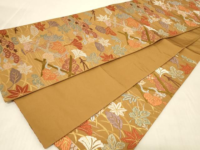 平和屋着物◎六通柄袋帯　唐織　草花文　金糸　正絹　逸品　CABC5142in