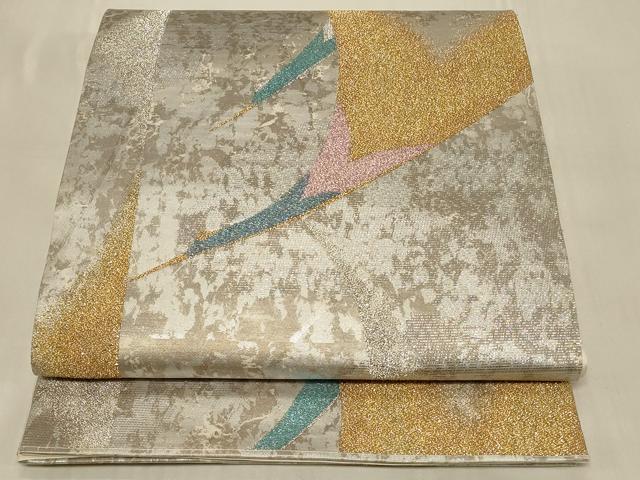 平和屋着物◎六通柄袋帯　飛鶴文　金銀糸　正絹　逸品　CABC5145in