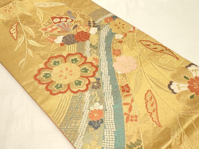平和屋着物◎六通柄袋帯　唐織　正倉院花蝶文　金糸　鈴乃屋扱い　正絹　逸品　CABC5157in