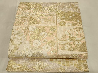 平和屋着物◎六通柄袋帯　唐織　鳳凰花文　金糸　正絹　逸品　CABC5160in