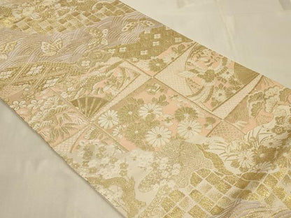 平和屋着物◎六通柄袋帯　唐織　鳳凰花文　金糸　正絹　逸品　CABC5160in