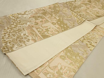平和屋着物◎六通柄袋帯　唐織　鳳凰花文　金糸　正絹　逸品　CABC5160in