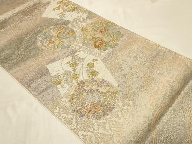 平和屋着物◎六通柄袋帯　色紙花丸文　金銀糸　正絹　逸品　CABC5162in