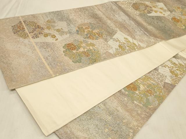 平和屋着物◎六通柄袋帯　色紙花丸文　金銀糸　正絹　逸品　CABC5162in