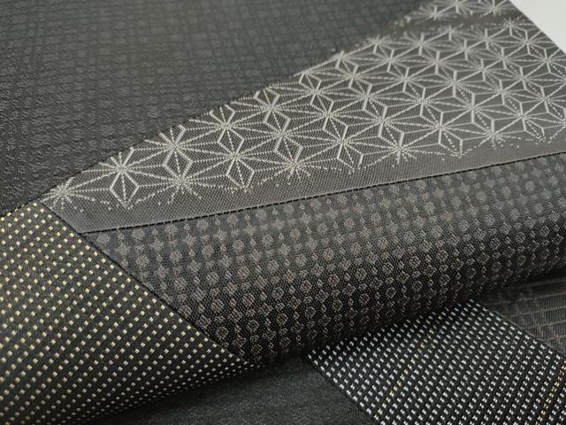 平和屋着物●太鼓柄袋帯 切嵌 吉祥文 黒地 正絹 逸品 未使用 CABC5209hy