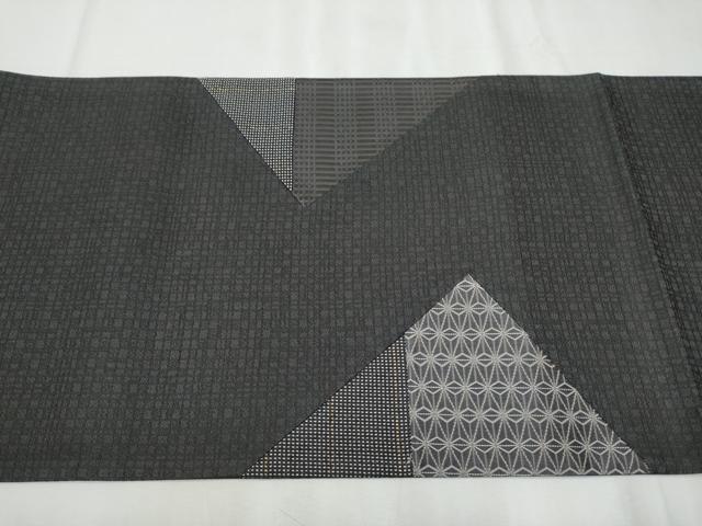 平和屋着物●太鼓柄袋帯 切嵌 吉祥文 黒地 正絹 逸品 未使用 CABC5209hy