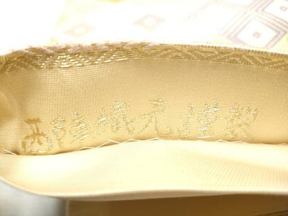 平和屋着物●西陣 六通柄袋帯 有職唐織 菱花文 金糸 正絹 逸品 未使用 CABC5219hy